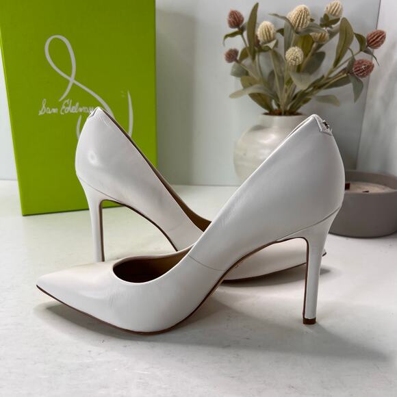 Sam Edelman Hazel Suede Pointed Toe Pump White Women's 7.5M Tried On - Picture 7 of 11